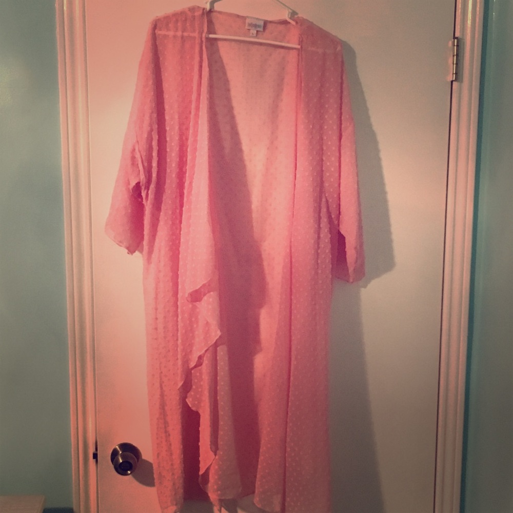 EUC LulaRoe Shirley Chiffon Textured Blush Pink